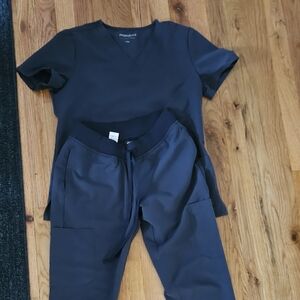 Manadala scrubs set, jogger and top, Womens xxs petite, Steel gray